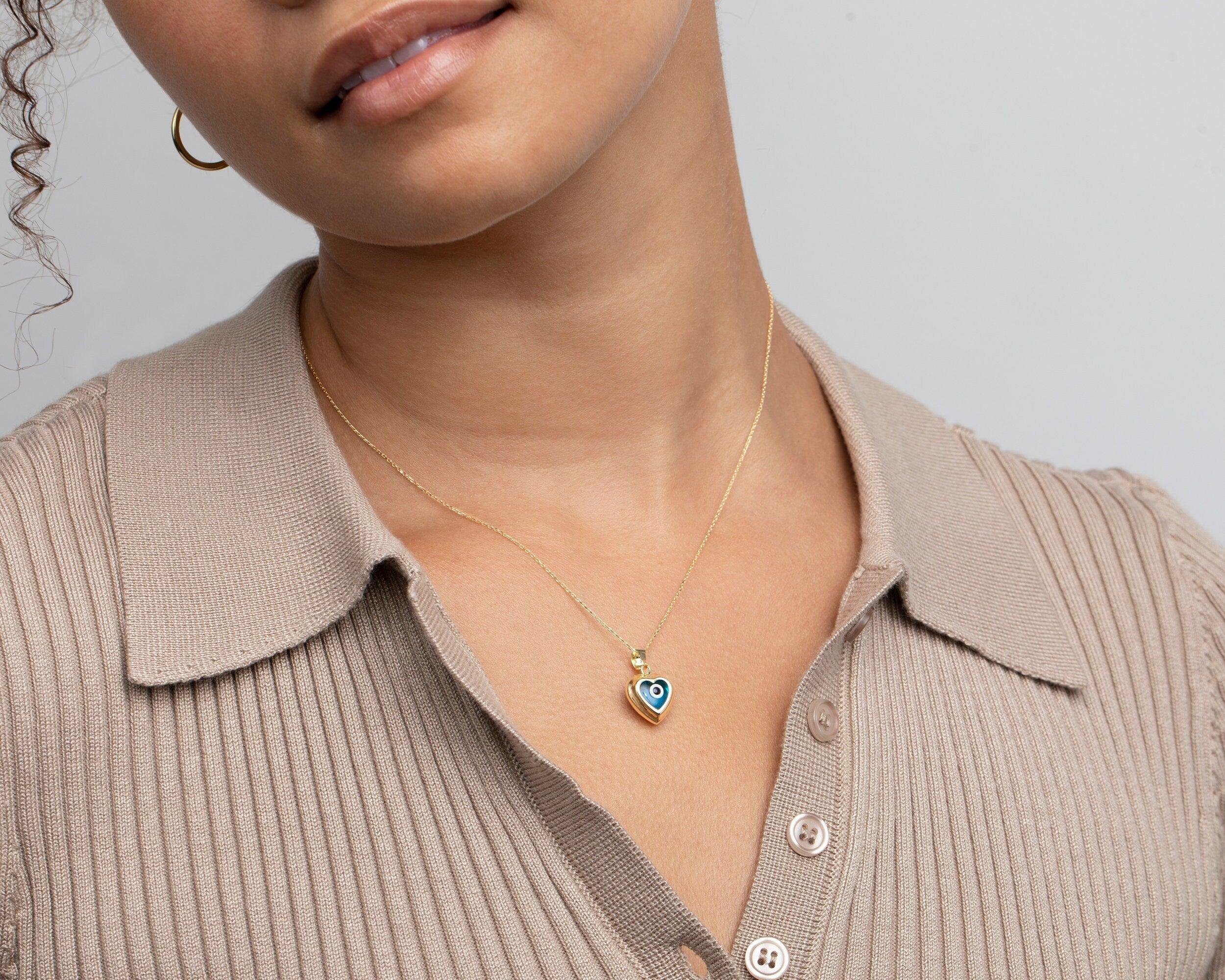 Hallow Evil Eye Necklace in Glamour Jewelry House gift box — 18K Gold Vermeil wedding gift. Tarnish-resistant.