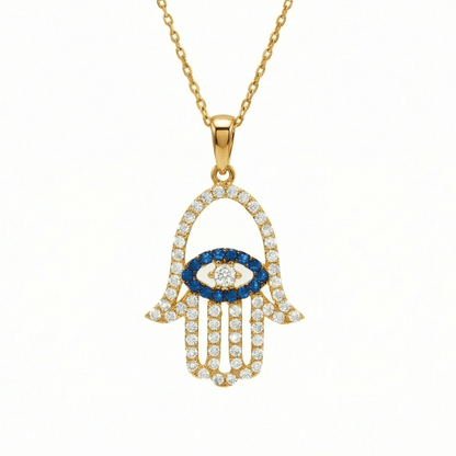 Hamsa Necklace in 18K Gold Vermeil. Tarnish-resistant, perfect for daily wear.