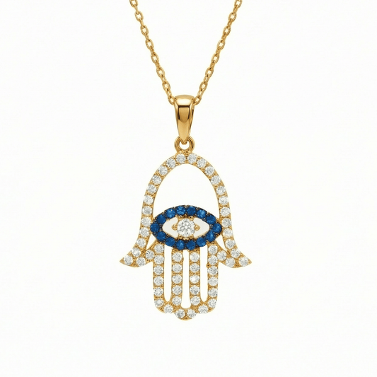 Hamsa Necklace in 18K Gold Vermeil. Tarnish-resistant, perfect for daily wear.
