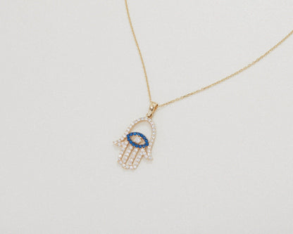 The Hamsa Necklace as a wedding gift in 18K Gold Vermeil. Safe for sensitive skin, made for keeping.