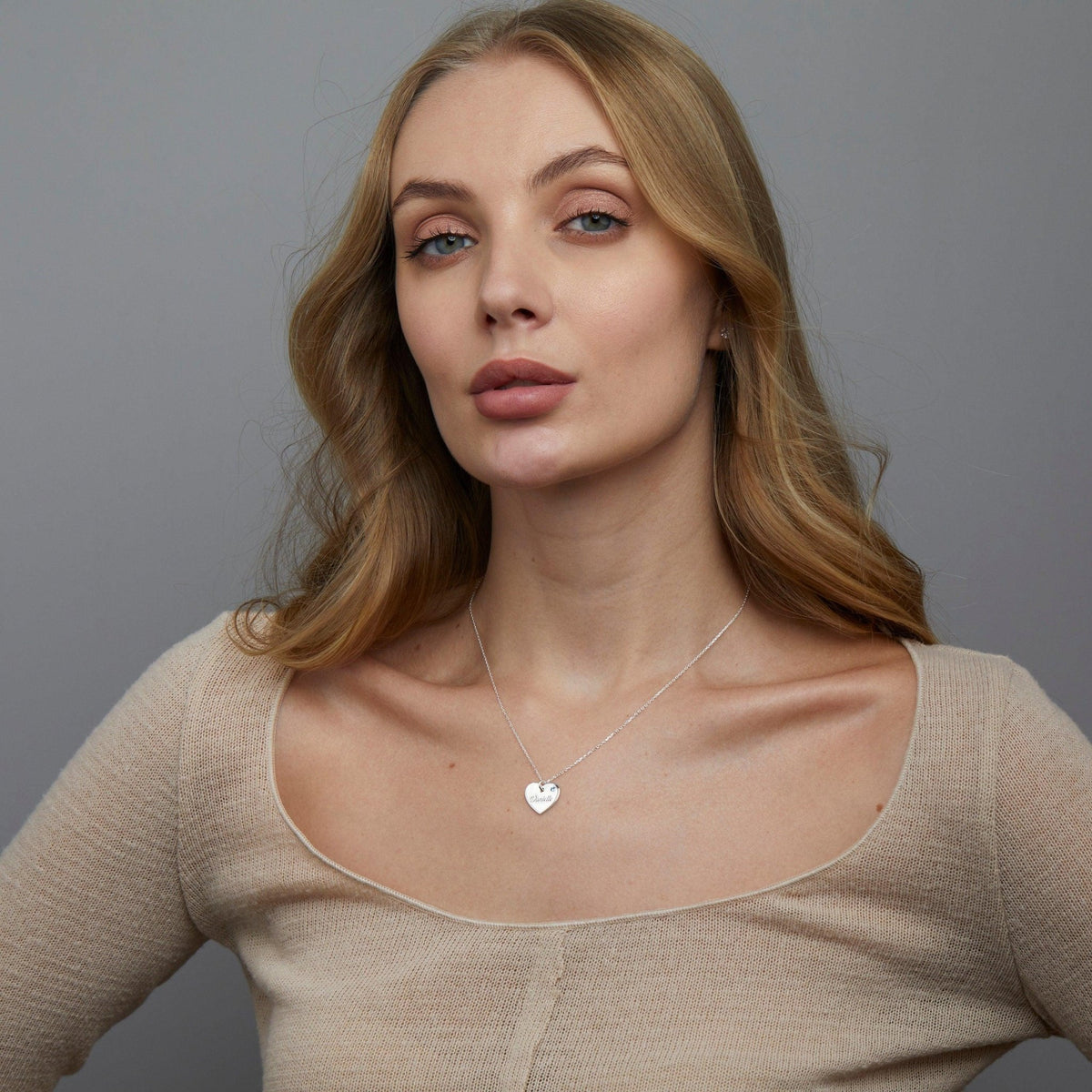 Heart and Birthstone Name Necklace as a thoughtful birthday gift in 18K Gold Vermeil with Birthstone. Hypoallergenic, no.