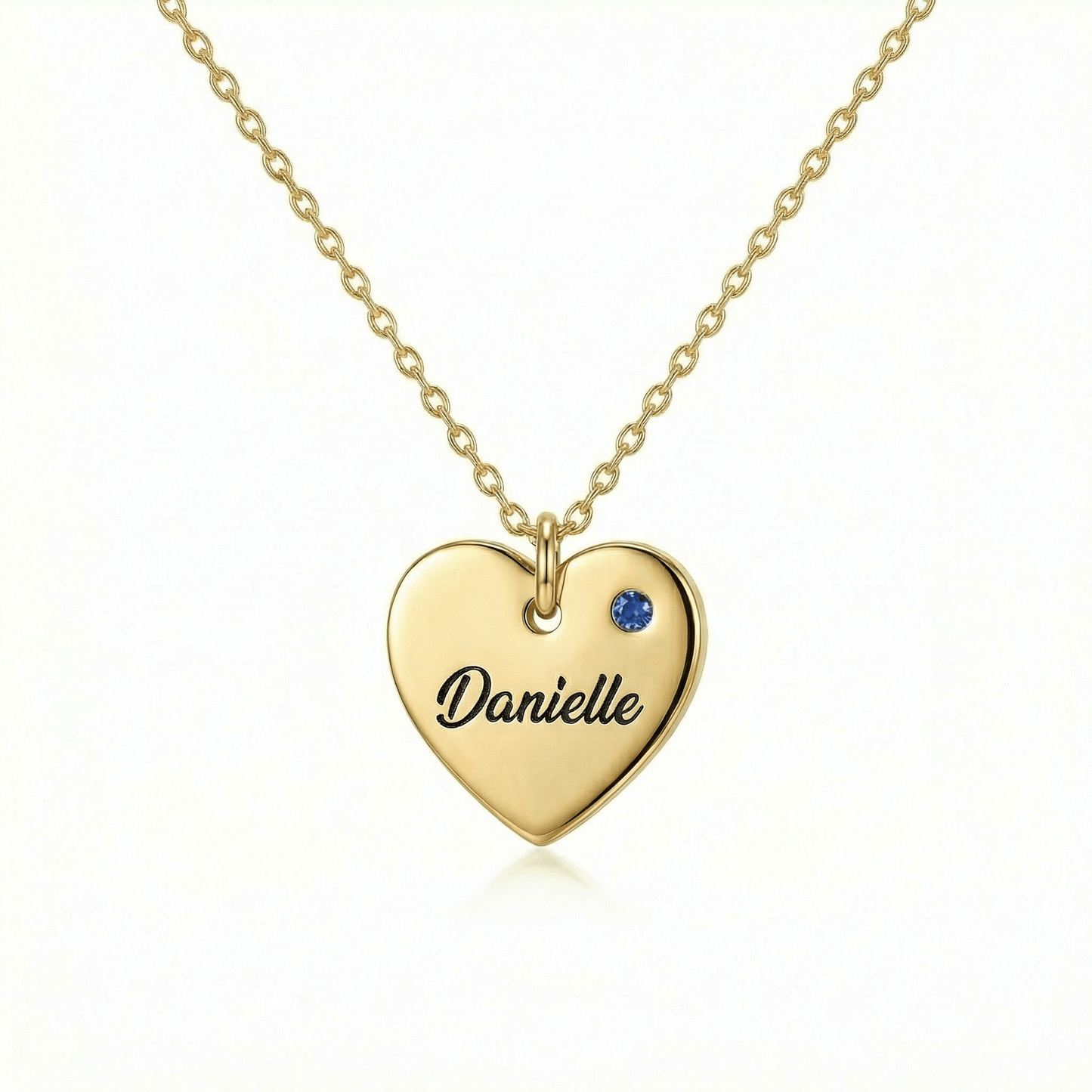 Heart and Birthstone Name Necklace in 18K Gold Vermeil with Birthstone. Tarnish-resistant, perfect for daily wear.