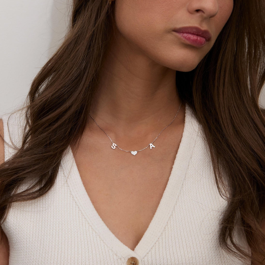 Heart and Initial Necklace in Glamour Jewelry House gift box — 18K Gold Vermeil anniversary gift. Tarnish-resistant.