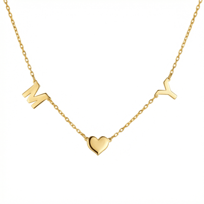 Heart and Initial Necklace in 18K Gold Vermeil. Tarnish-resistant, perfect for daily wear.