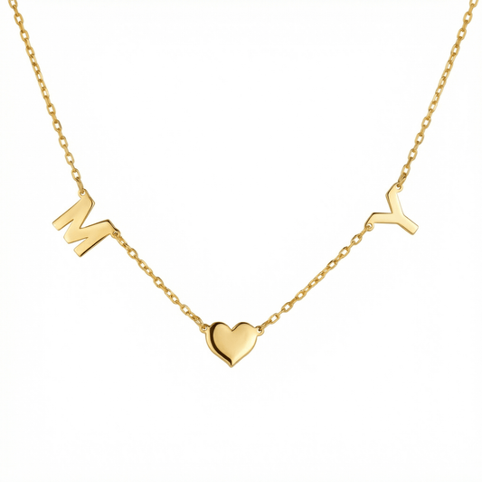 Heart and Initial Necklace in 18K Gold Vermeil. Tarnish-resistant, perfect for daily wear.