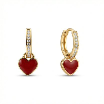 Heart Dangle Earring in 18K Gold Vermeil. No green marks, perfect for daily wear.