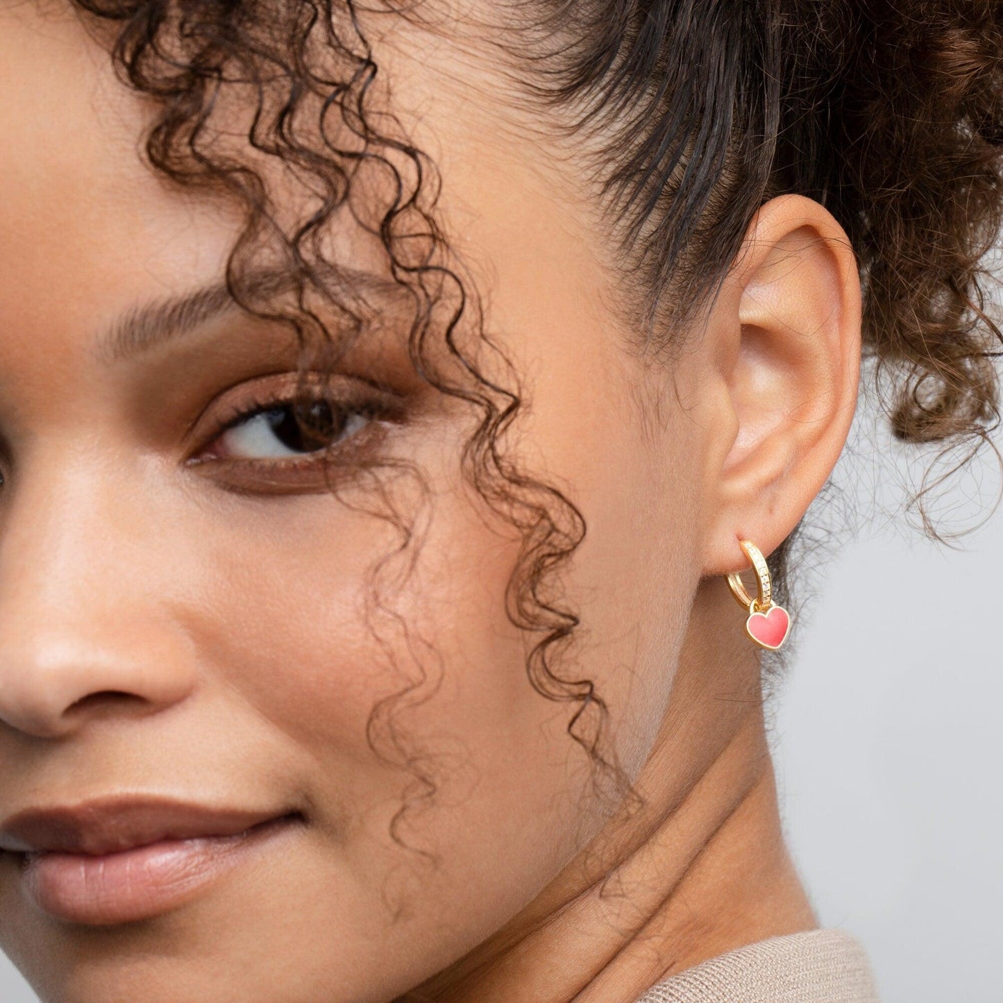 Heart Dangle Earring in Glamour Jewelry House gift box — 18K Gold Vermeil anniversary gift. No green marks.