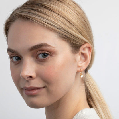 Heart Diamond Earring in Glamour Jewelry House gift box — 18K Gold Vermeil anniversary gift. No green marks.