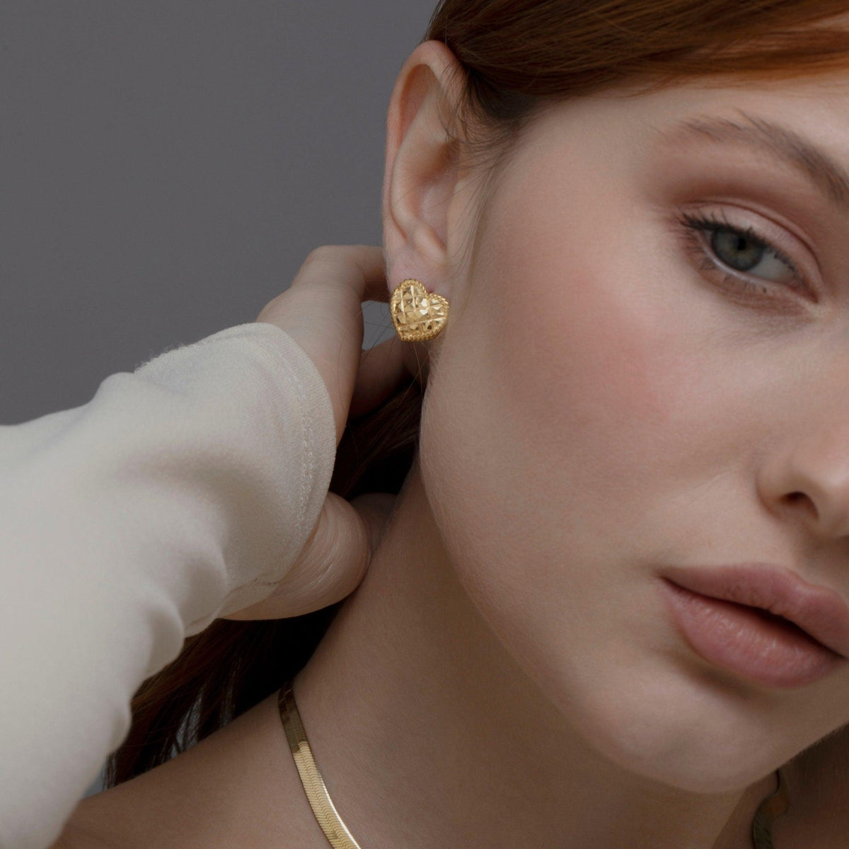 Heart Earring in Glamour Jewelry House gift box — 18K Gold Vermeil mother's day gift. No green marks.