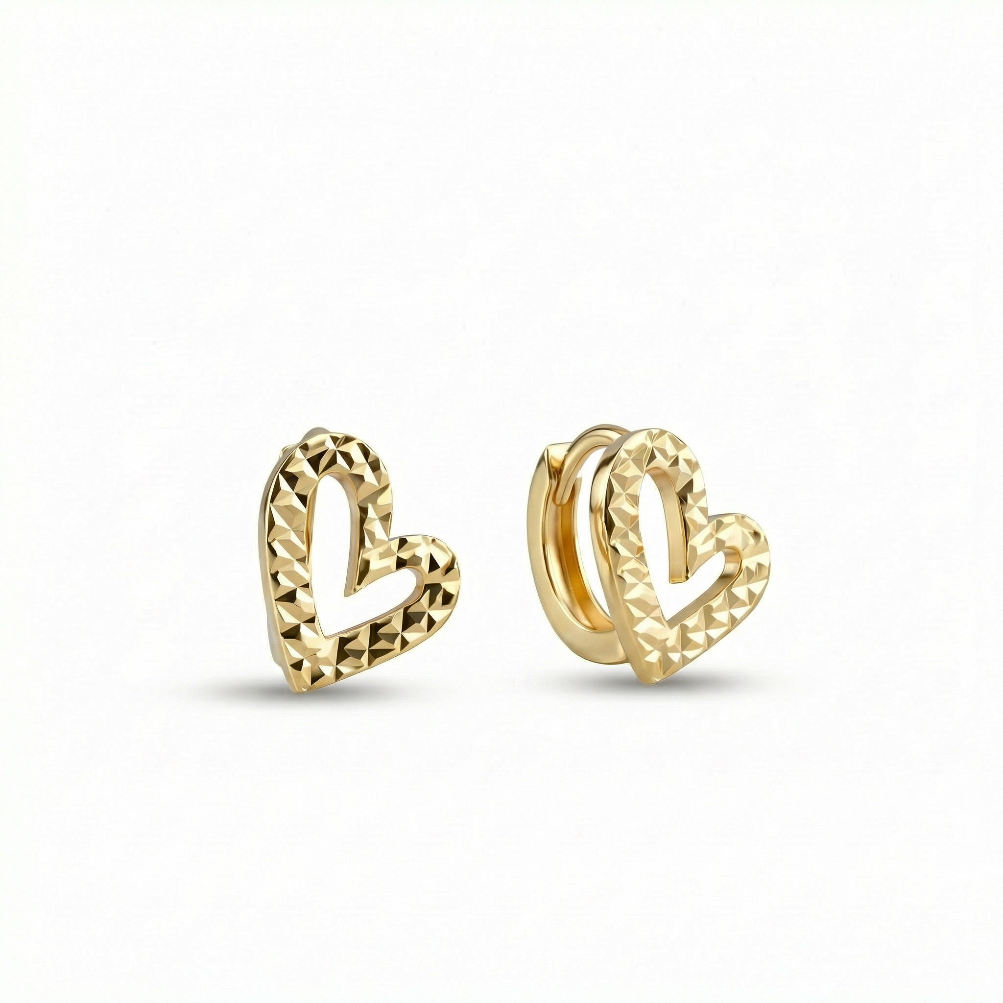 Heart Hoop Earrings in 18K Gold Vermeil. No green marks, perfect for daily wear.