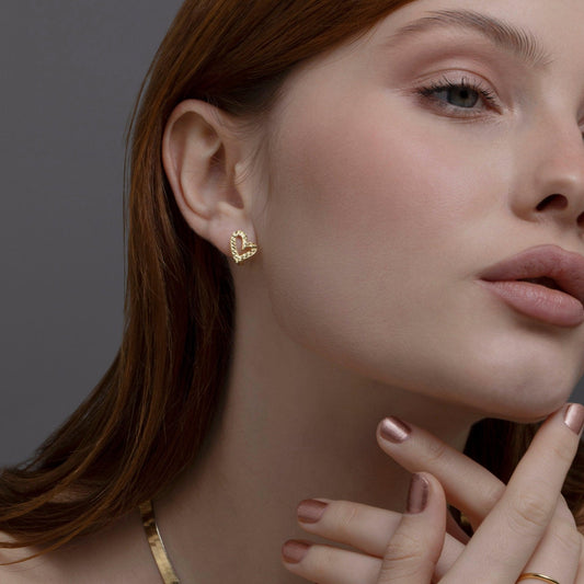Close detail of the Heart Hoop Earrings in 18K Gold Vermeil. Tarnish-resistant, premium handmade jewelry.