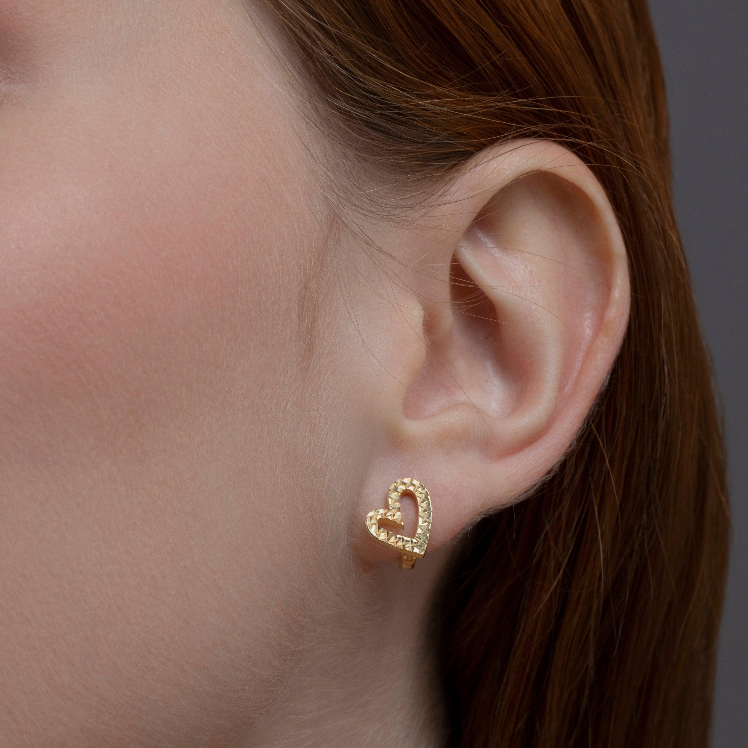Heart Hoop Earrings as a thoughtful birthday gift in 18K Gold Vermeil. Hypoallergenic for sensitive ears.