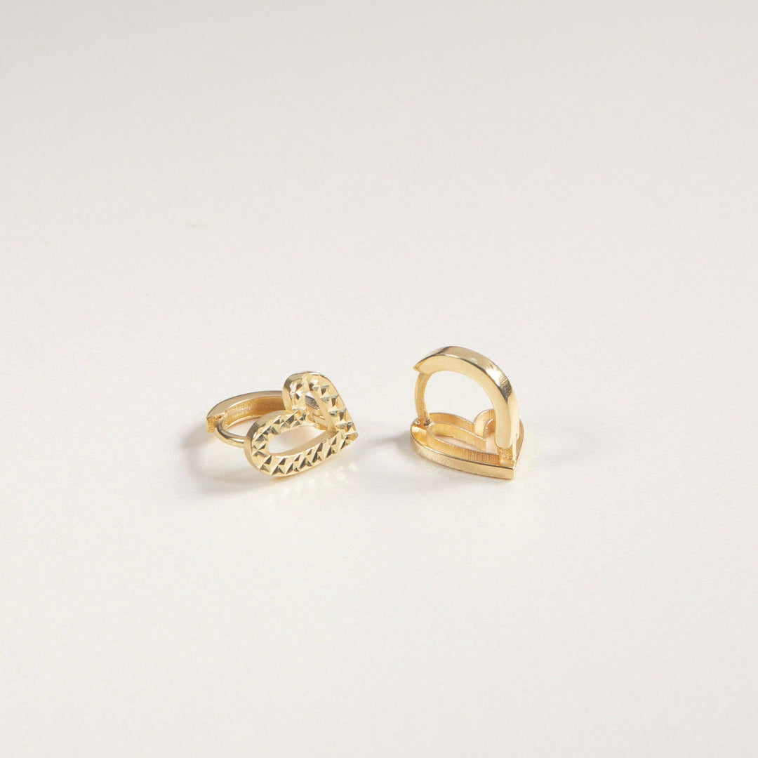 Heart Hoop Earrings in Glamour Jewelry House gift box — 18K Gold Vermeil anniversary gift. No green marks.