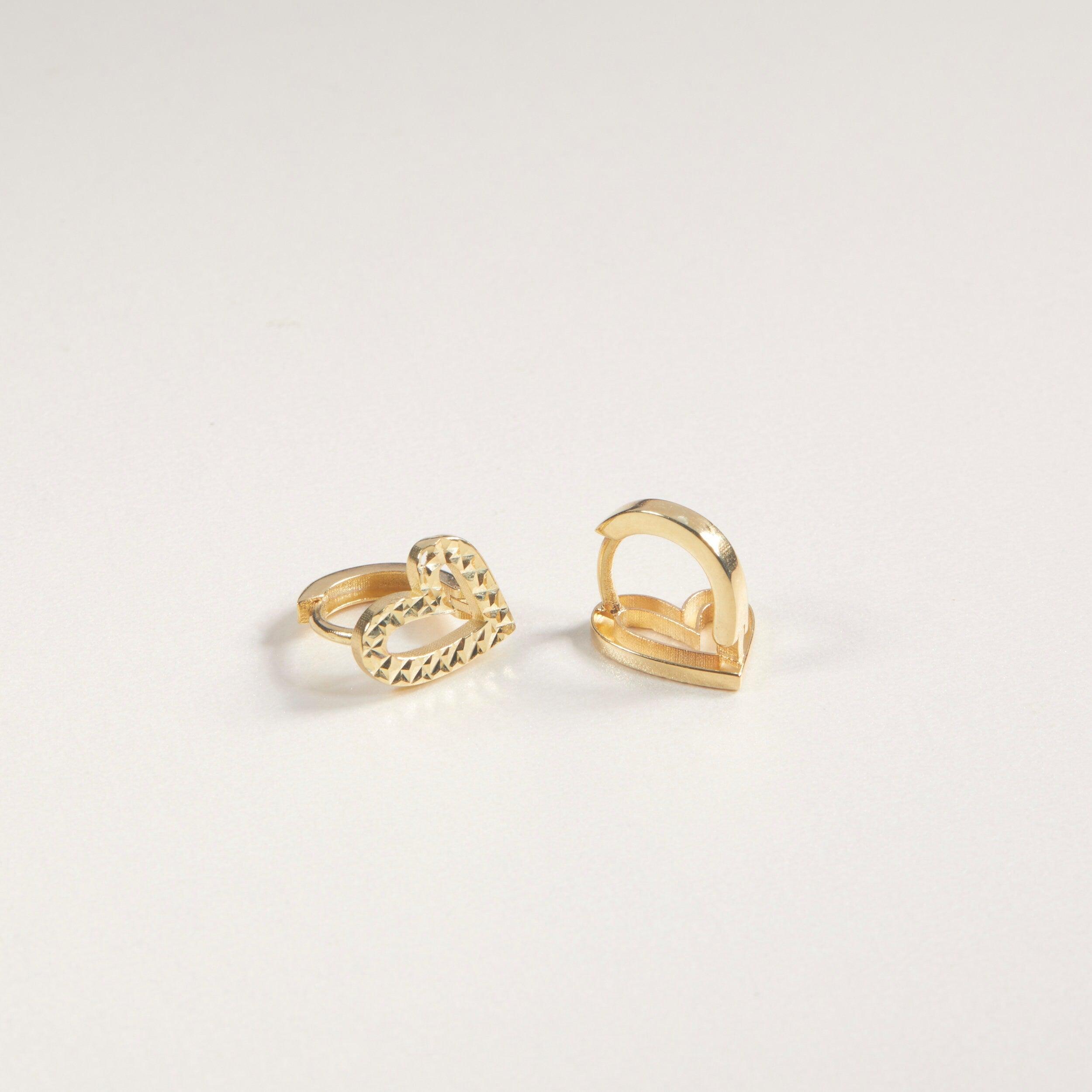Heart Hoop Earrings in Glamour Jewelry House gift box — 18K Gold Vermeil anniversary gift. No green marks.