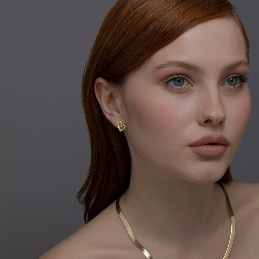 Heart Hoop Earrings in 18K Gold Vermeil — luxury handmade jewelry. No green marks, perfect daily wear.