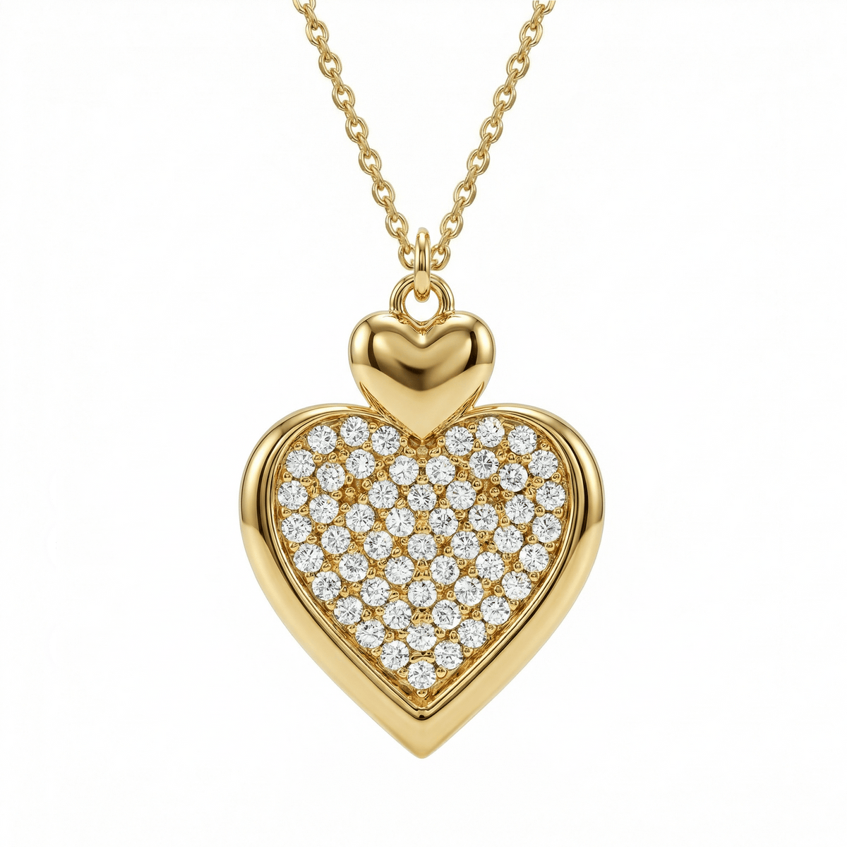 Heart Necklace with CZ Diamond in 18K Gold Vermeil with CZ Diamond. Tarnish-resistant, perfect for daily wear.
