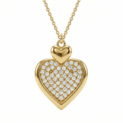 Heart Necklace with CZ Diamond in 18K Gold Vermeil with CZ Diamond. Tarnish-resistant, perfect for daily wear.