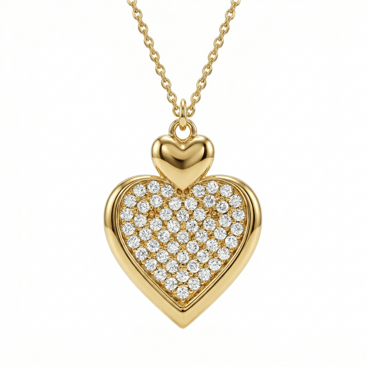 Heart Necklace with CZ Diamond in 18K Gold Vermeil with CZ Diamond. Tarnish-resistant, perfect for daily wear.