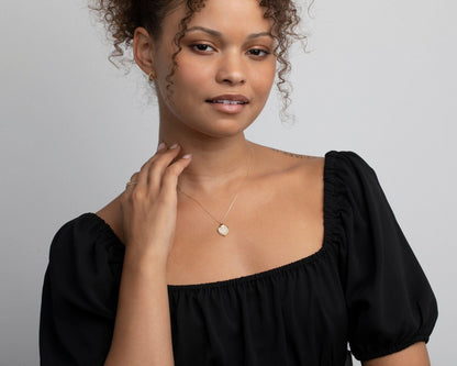 The Heart Necklace with CZ Diamond styled in 18K Gold Vermeil — elegant everyday jewelry. Hypoallergenic, no green marks.