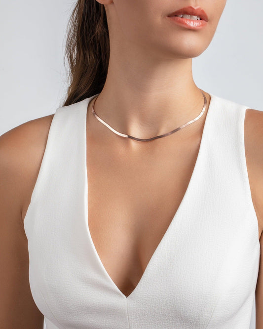 Herringbone Chain in 18K Gold Vermeil. Tarnish-resistant, perfect for daily wear.