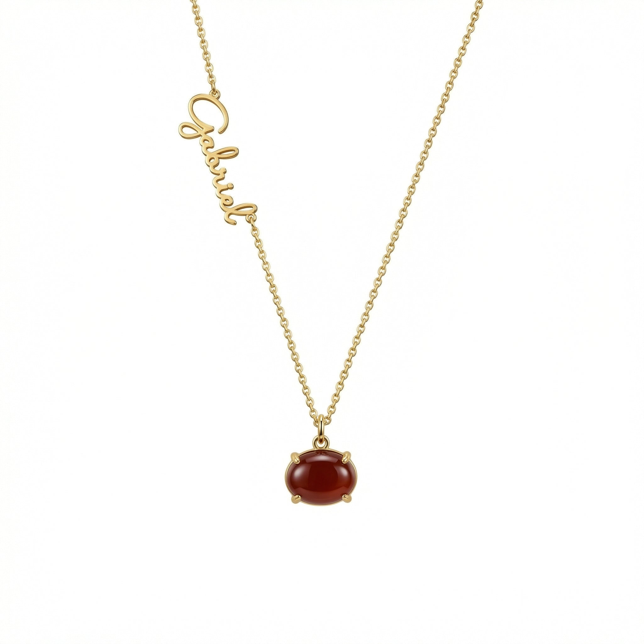 Personalized Carnelian Necklace with Name or Initial - 18K Gold Vermeil
