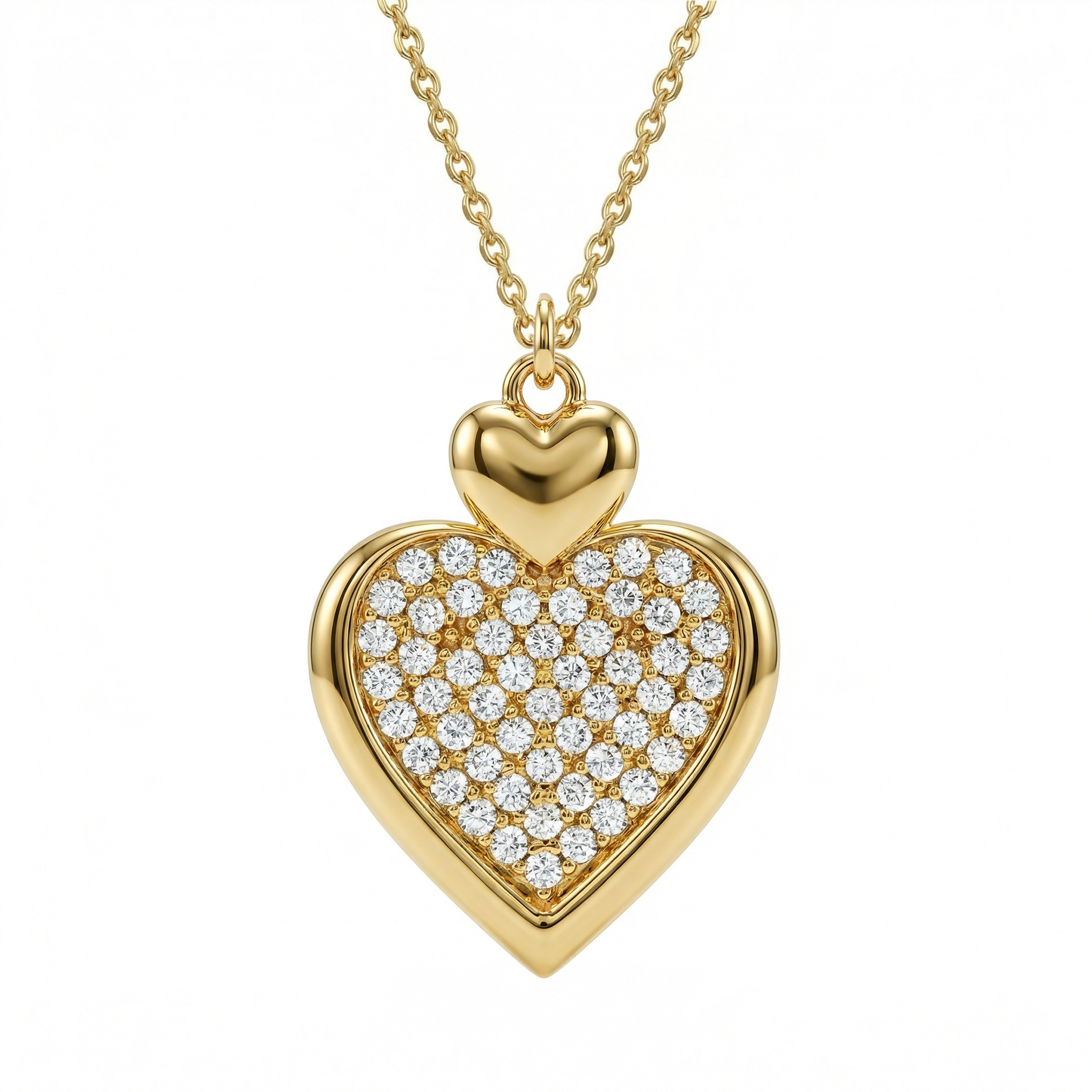 Heart Necklace with Cz Diamonds - 18K Gold Vermeil