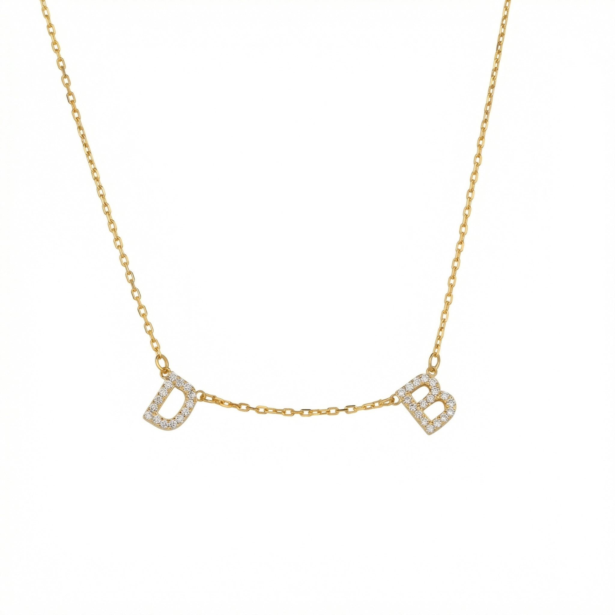 Pave Gold Initial Necklace - 18K Gold Vermeil