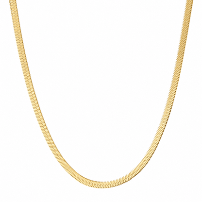 Herringbone Chain Necklace in 18K Gold