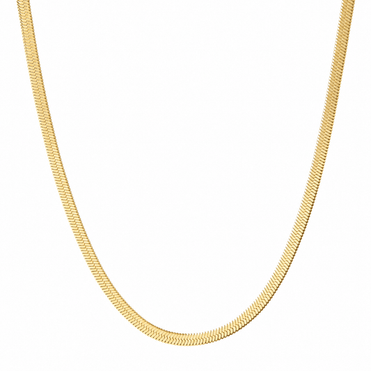 Herringbone Chain Necklace in 18K Gold