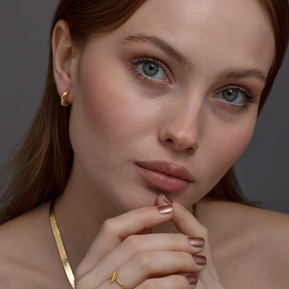 Huggie Hoops Hinged Earrings in Glamour Jewelry House gift box — 18K Gold Vermeil anniversary gift. No green marks.