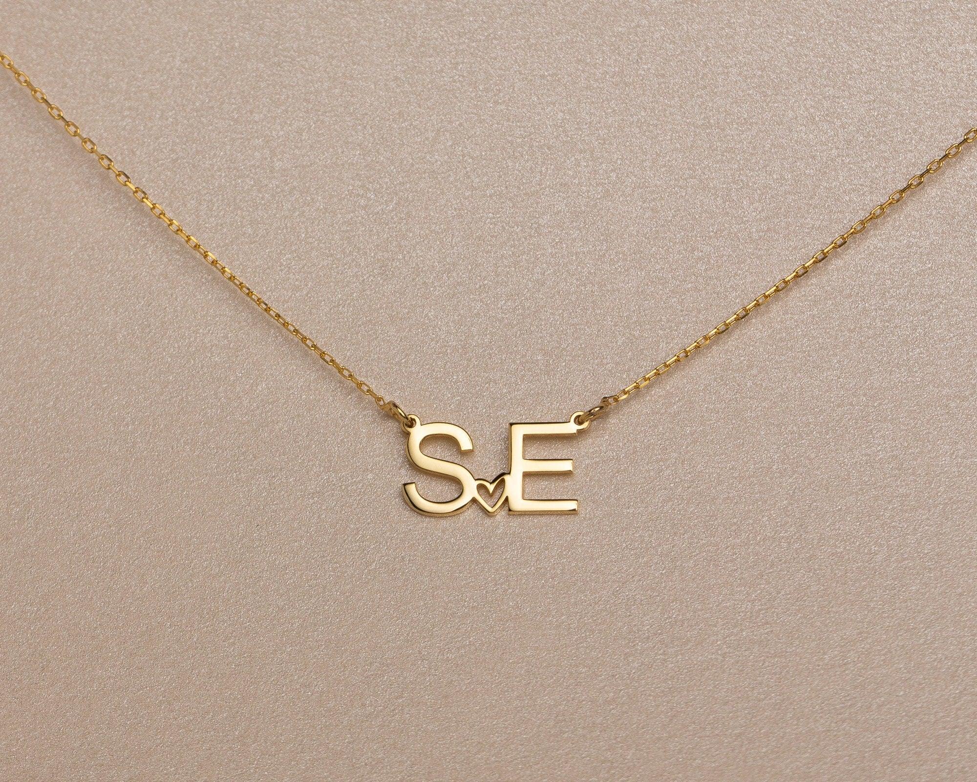 Initial Necklace with a Heart - 18K Gold Vermeil - Glamour Jewelry House