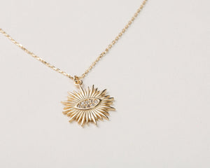 Sun Evil Eye Necklace - 18K Gold Vermeil - Glamour Jewelry House