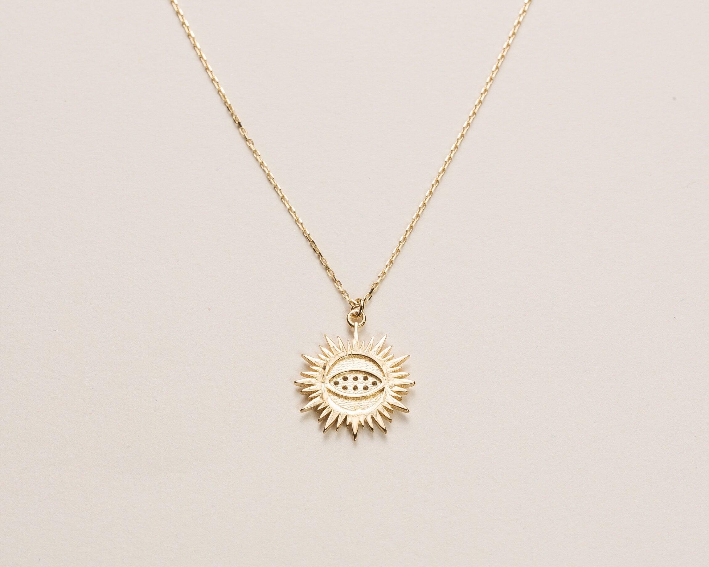 Sun Evil Eye Necklace - 18K Gold Vermeil - Glamour Jewelry House