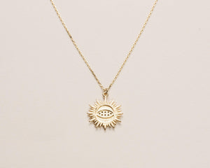 Sun Evil Eye Necklace - 18K Gold Vermeil - Glamour Jewelry House