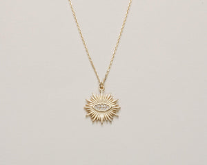 Sun Evil Eye Necklace - 18K Gold Vermeil - Glamour Jewelry House