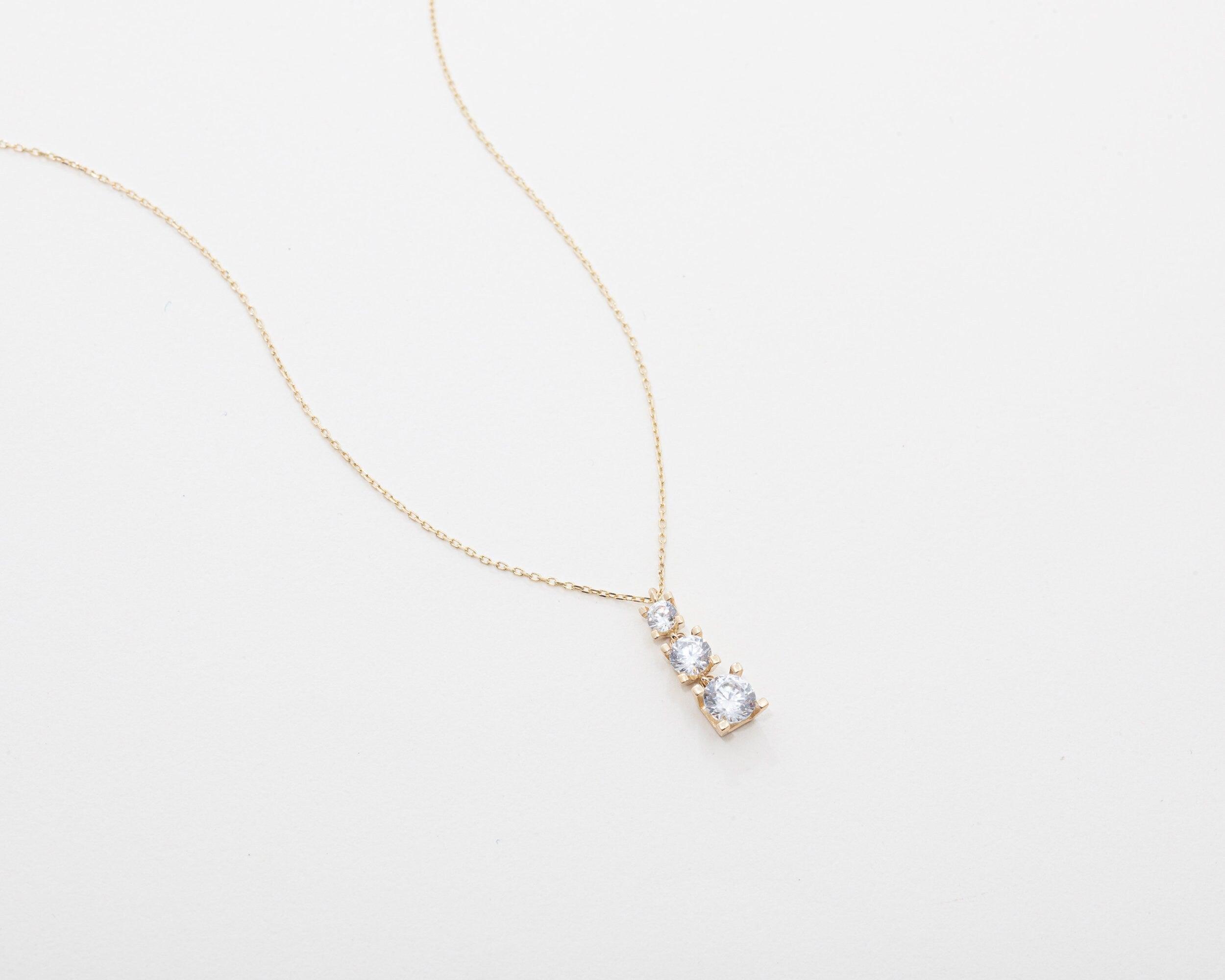 Solitaire Necklace CZ Diamond Necklace - 18K Gold Vermeil - Glamour Jewelry House