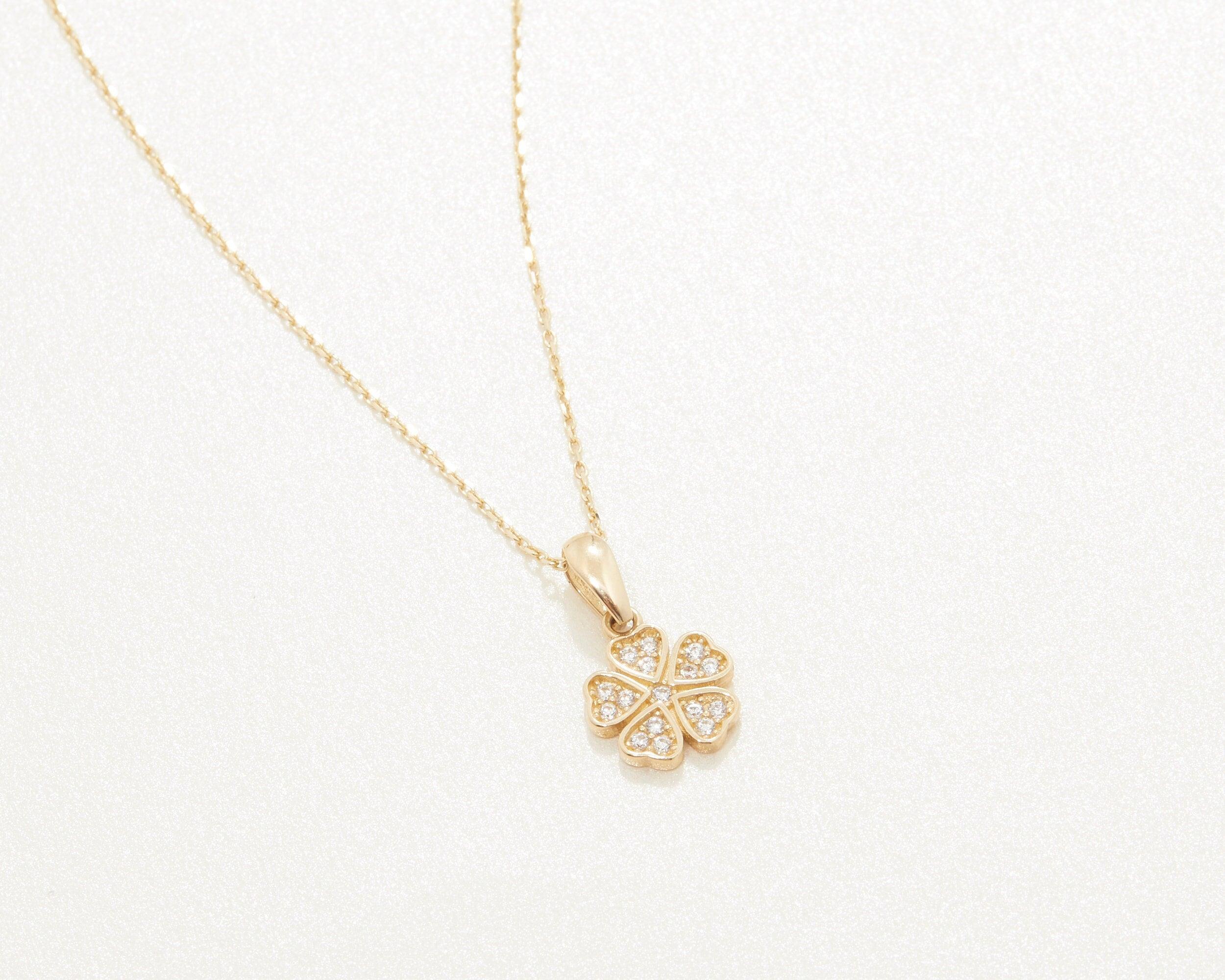 Clover Necklace with CZ Diamonds - 18K Gold Vermeil - Glamour Jewelry House
