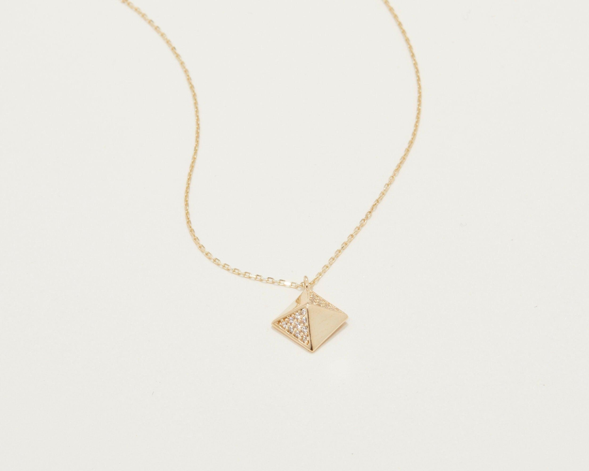 Rectangular Pyramid Necklace - 18K Gold Vermeil - Glamour Jewelry House