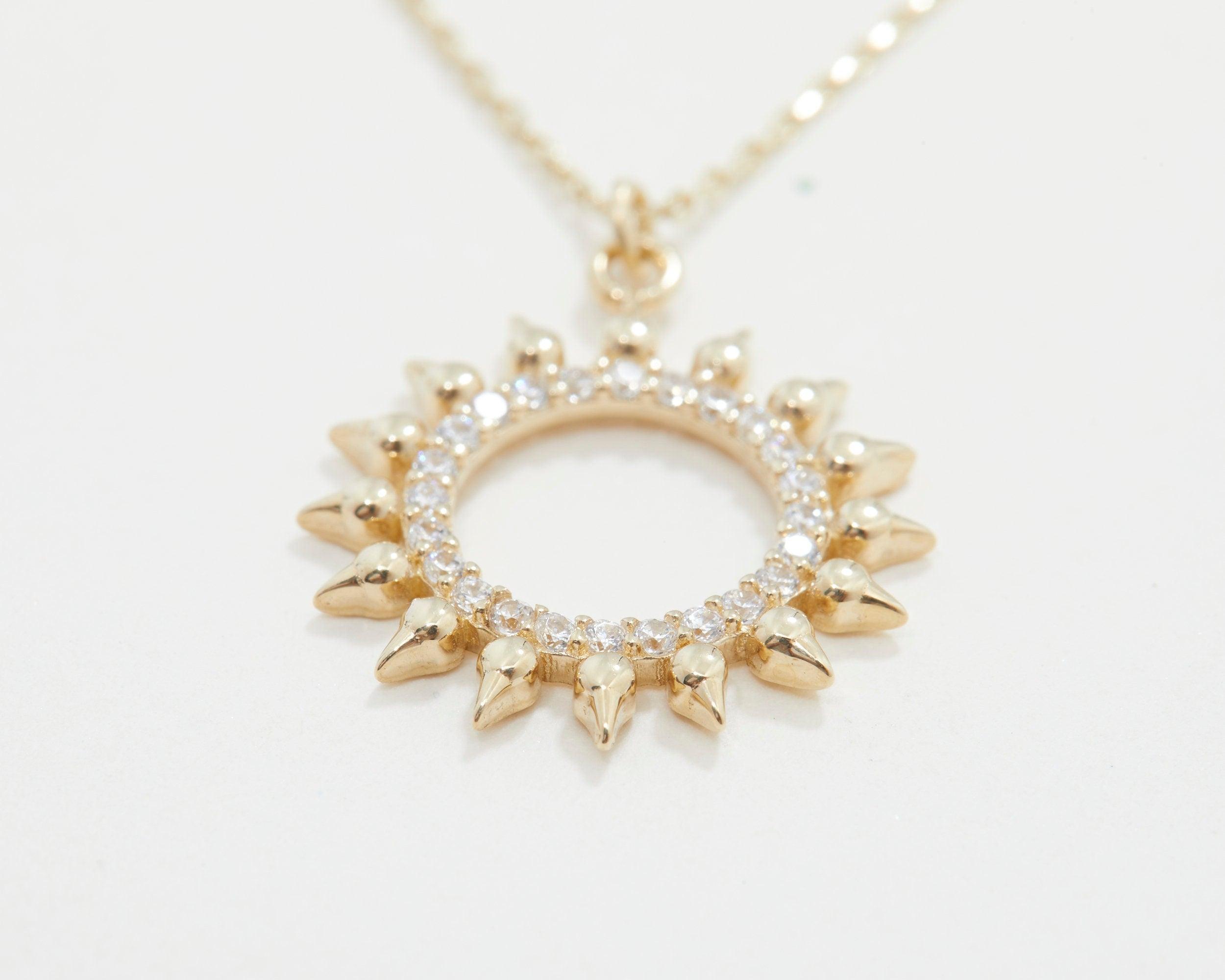 Pave Sun Necklace - 18K Gold Vermeil - Glamour Jewelry House