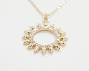 Pave Sun Necklace - 18K Gold Vermeil - Glamour Jewelry House