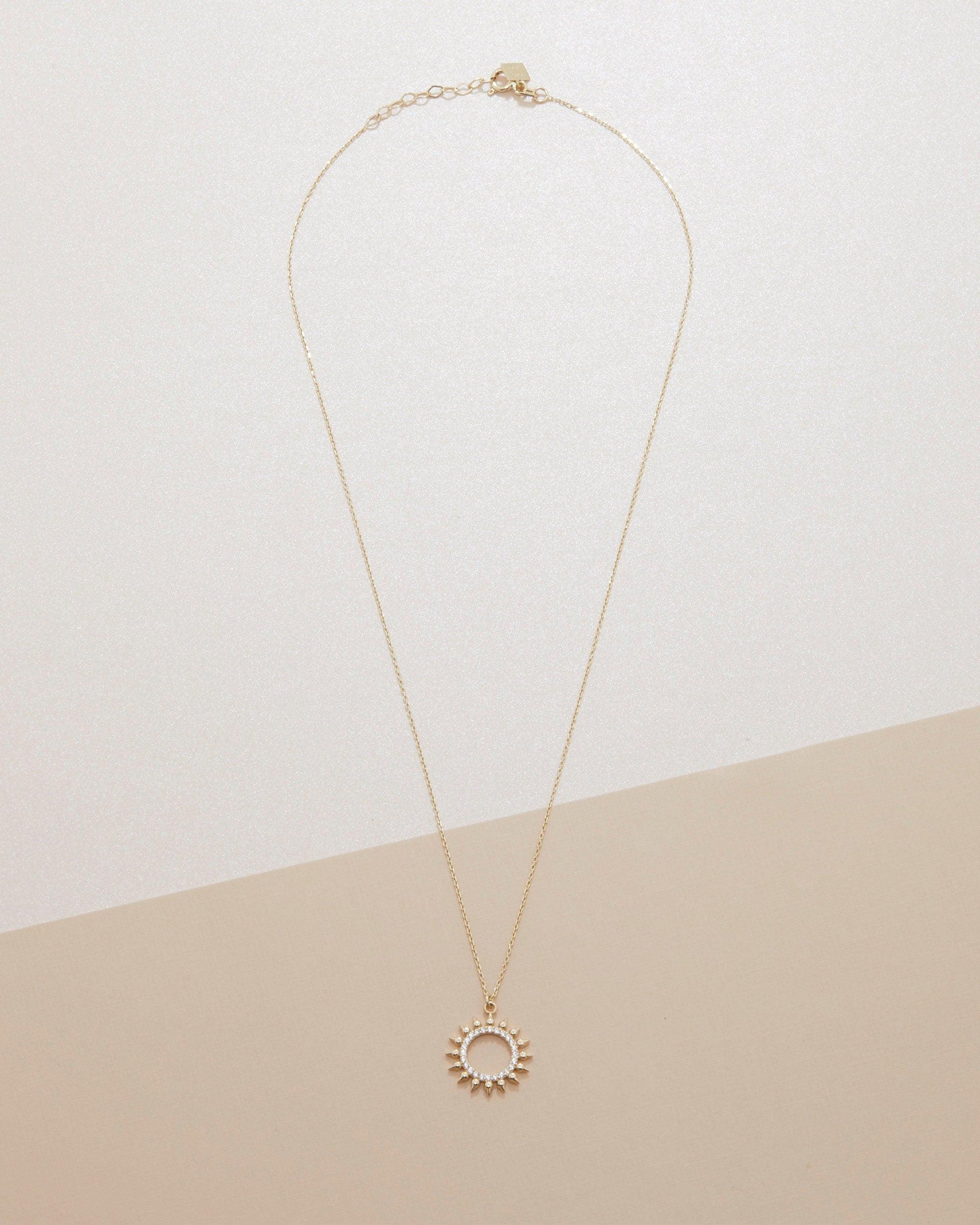 Pave Sun Necklace - 18K Gold Vermeil - Glamour Jewelry House
