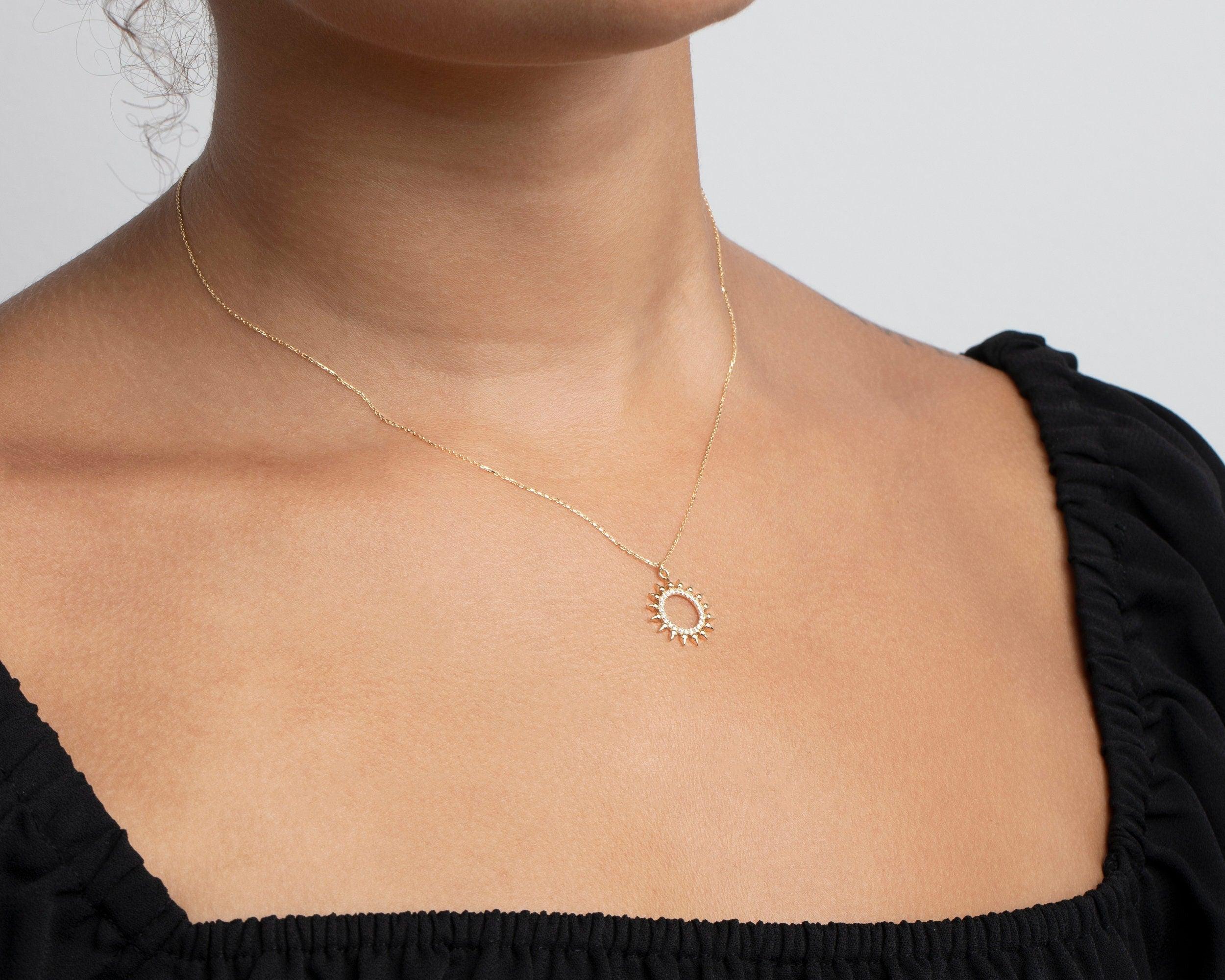 Pave Sun Necklace - 18K Gold Vermeil - Glamour Jewelry House
