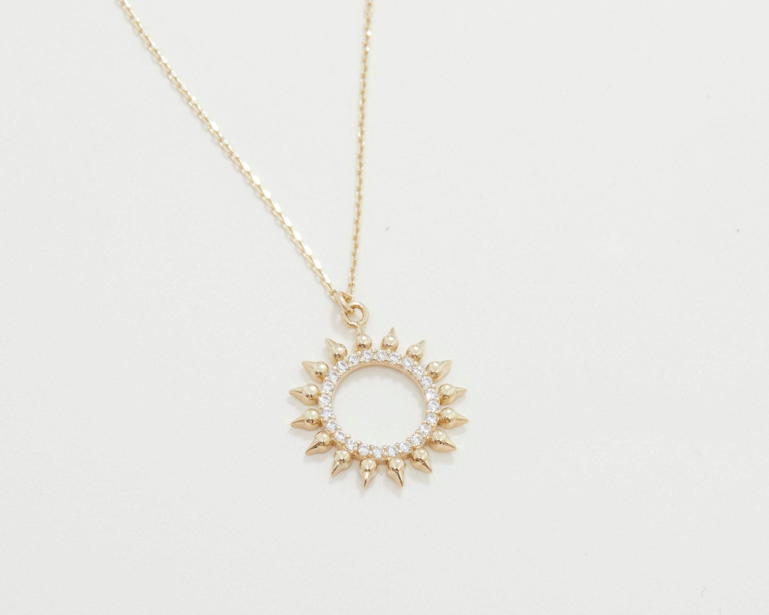 Pave Sun Necklace - 18K Gold Vermeil - Glamour Jewelry House
