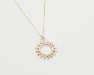 Pave Sun Necklace - 18K Gold Vermeil - Glamour Jewelry House
