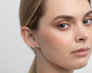 Emerald Studs - 18K Gold Vermeil - Glamour Jewelry House