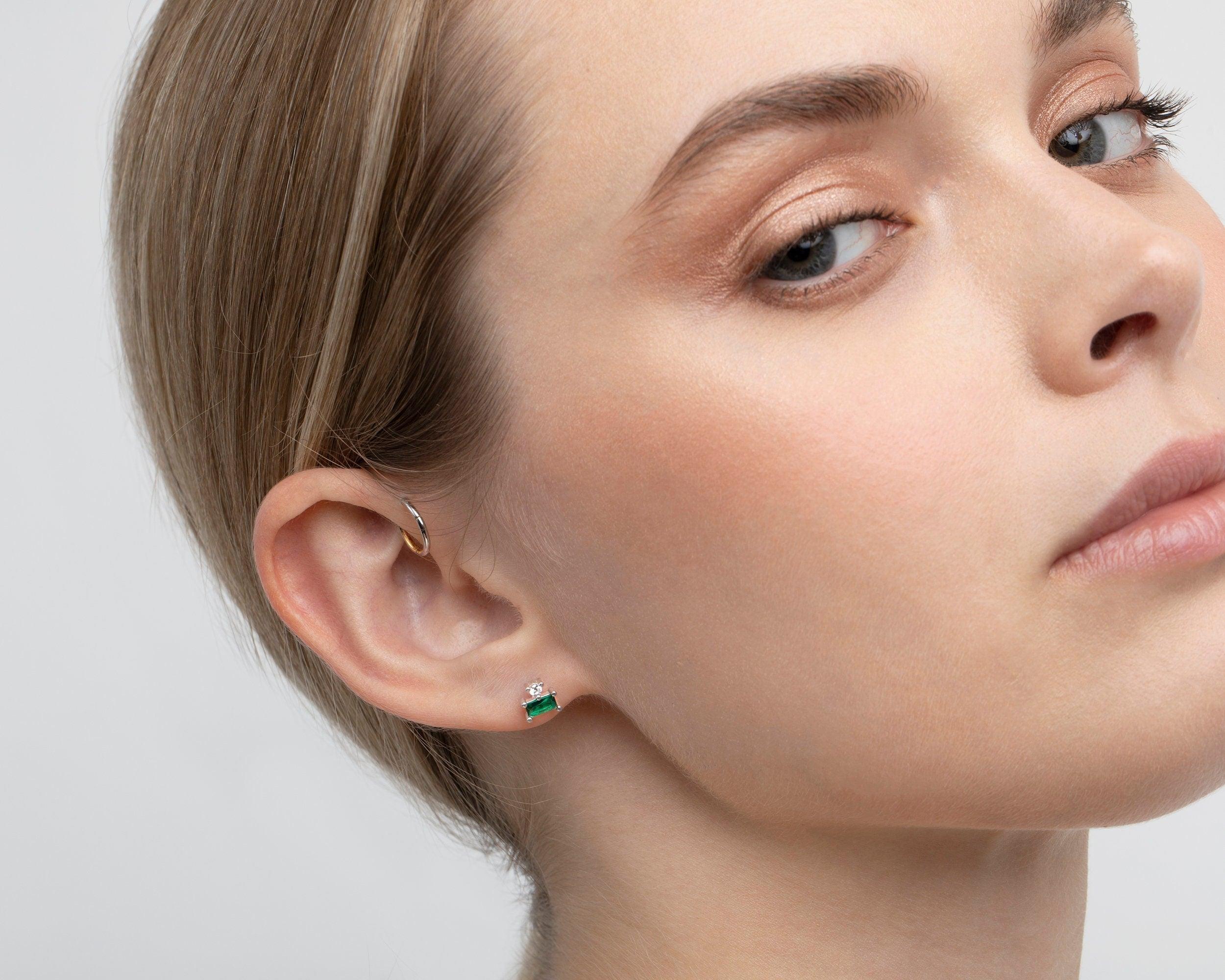Emerald Studs - 18K Gold Vermeil - Glamour Jewelry House