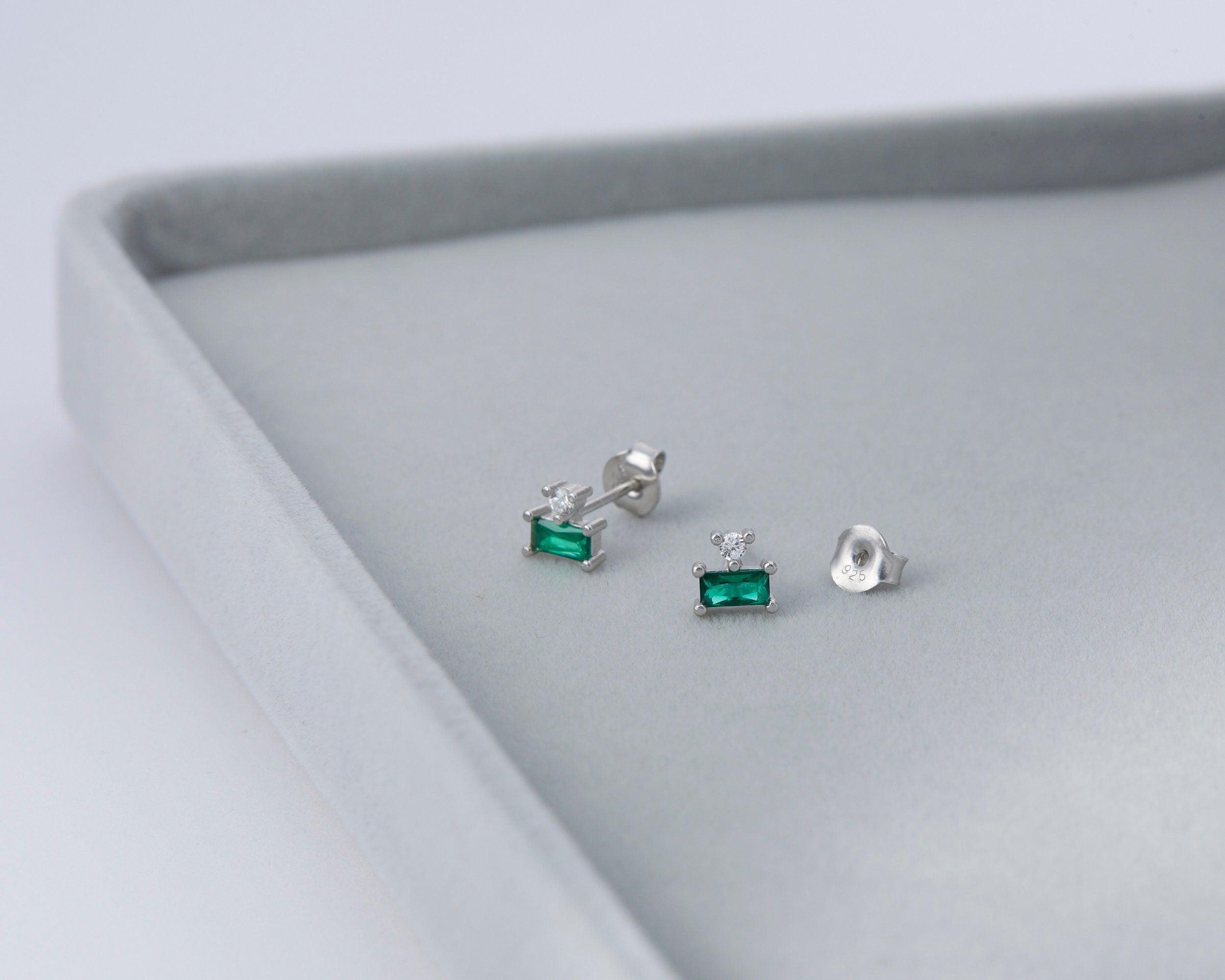 Emerald Studs - 18K Gold Vermeil - Glamour Jewelry House