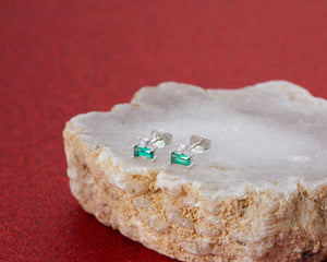 Emerald Studs - 18K Gold Vermeil - Glamour Jewelry House