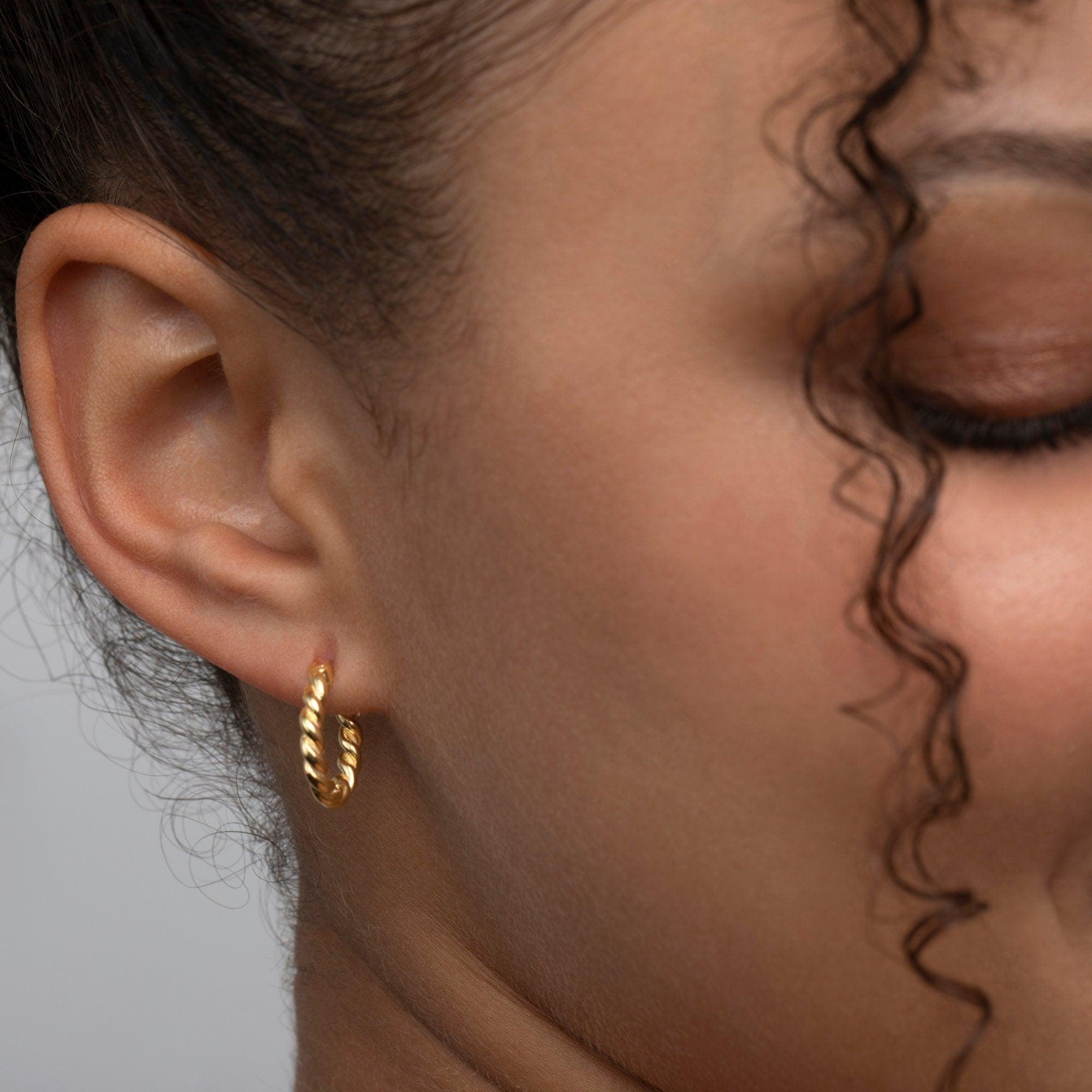 Dainty Twisted Hoop Earrings - 18K Gold Vermeil - Glamour Jewelry House