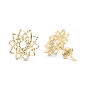 Lotus Flower Stud Earrings - 18K Gold Vermeil - Glamour Jewelry House